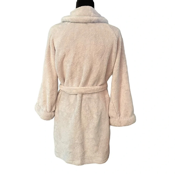 Victoria's Secret Cozy Plush Short Bath Robe Gray Blue - Picture 7 of 8